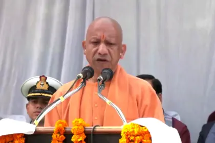 CM Yogi Adityanath pays tribute to Netaji Subhas Chandra Bose on his birth anniversary in Lucknow.