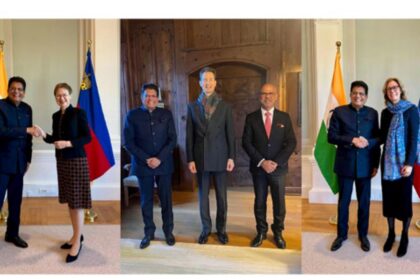 Piyush Goyal meeting Liechtenstein Deputy PM Sabine Monauni during Europe trade talks