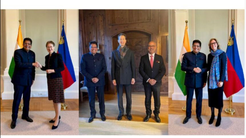 Piyush Goyal meeting Liechtenstein Deputy PM Sabine Monauni during Europe trade talks