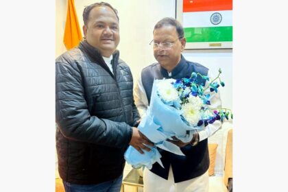 Rajesh Som meeting UP State President Pankaj Chaudhary