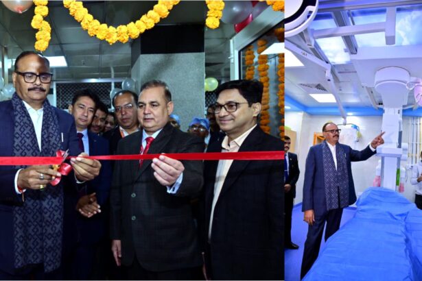 Inauguration of the new advanced cath lab at Dr. Ram Manohar Lohia Institute, Lucknow, improving cardiac treatment facilities for heart patients.