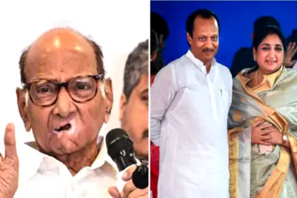 Sunetra Pawar Deputy CM: Sunetra Pawar and Parth Pawar during Maharashtra political meeting