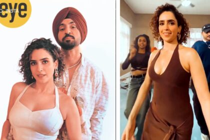 Yassh Kadamm choreographing Sanya Malhotra’s dance moves for Diljit Dosanjh’s Charmer song