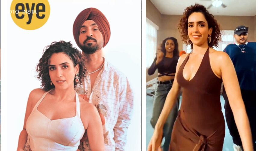 Yassh Kadamm choreographing Sanya Malhotra’s dance moves for Diljit Dosanjh’s Charmer song