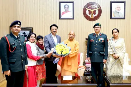 Uttar Pradesh Chief Minister Yogi Adityanath meeting Central Command Indian Army officials in Lucknow