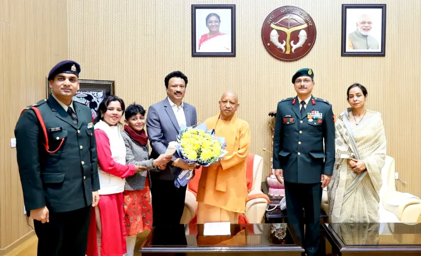 Uttar Pradesh Chief Minister Yogi Adityanath meeting Central Command Indian Army officials in Lucknow