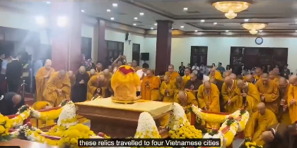 Uttarakhand CM Pushkar Singh Dhami at the Buddha relics exhibition in New Delhi highlighting India’s spiritual heritage under PM Modi’s leadership