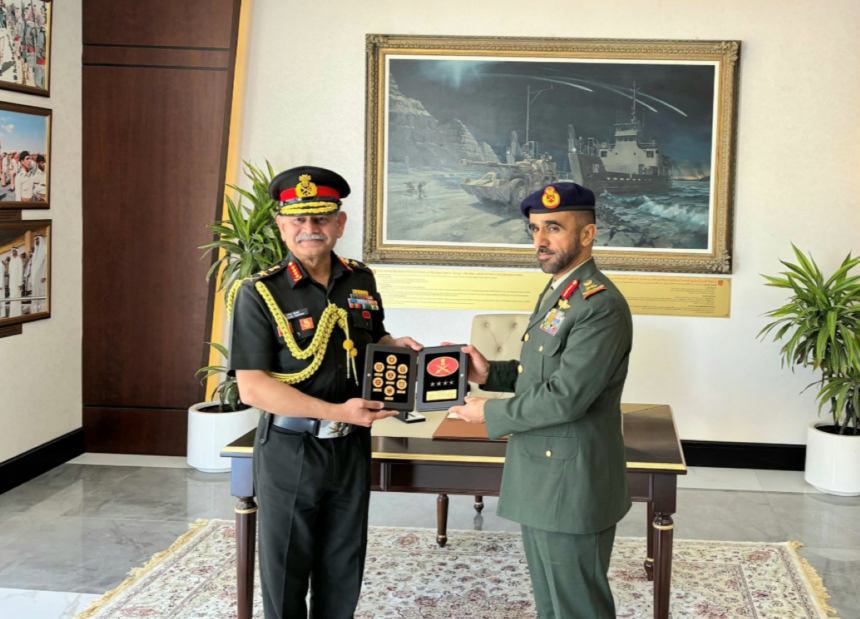 Indian Army Chief General Upendra Dwivedi during high-level defence talks with UAE military leadership in Abu Dhabi