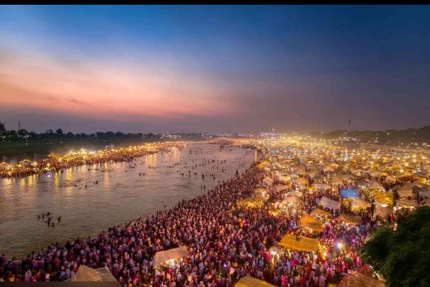 Devotees taking a holy dip at Triveni Sangam in Prayagraj during Paush Purnima at Magh Mela 2026 under tight security and grand arrangements.
