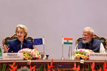 “भारत मंडपम, नई दिल्ली में India-EU Free Trade Agreement पर भारत-EU बिज़नेस फोरम संबोधन करते पीएम मोदी”