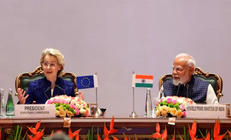 “भारत मंडपम, नई दिल्ली में India-EU Free Trade Agreement पर भारत-EU बिज़नेस फोरम संबोधन करते पीएम मोदी”
