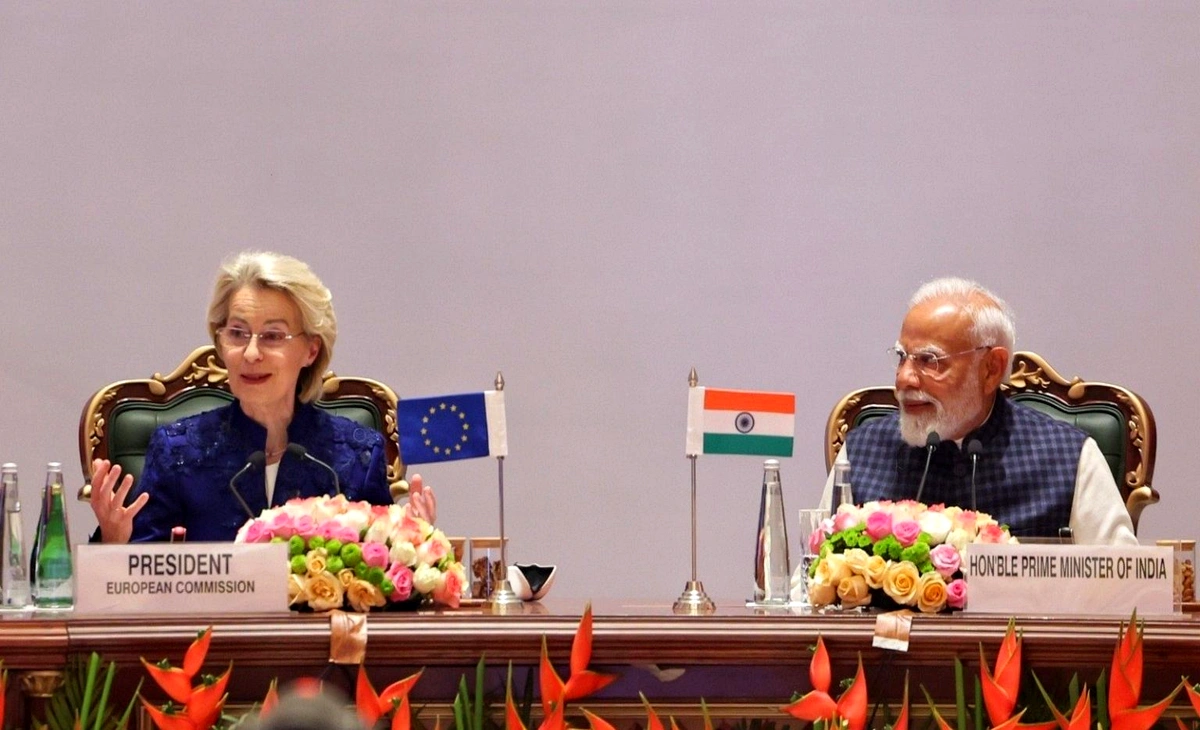 “भारत मंडपम, नई दिल्ली में India-EU Free Trade Agreement पर भारत-EU बिज़नेस फोरम संबोधन करते पीएम मोदी”
