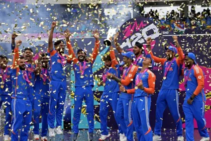 Team India 61 runs victory: Team India players celebrating 61 runs victory in international cricket match