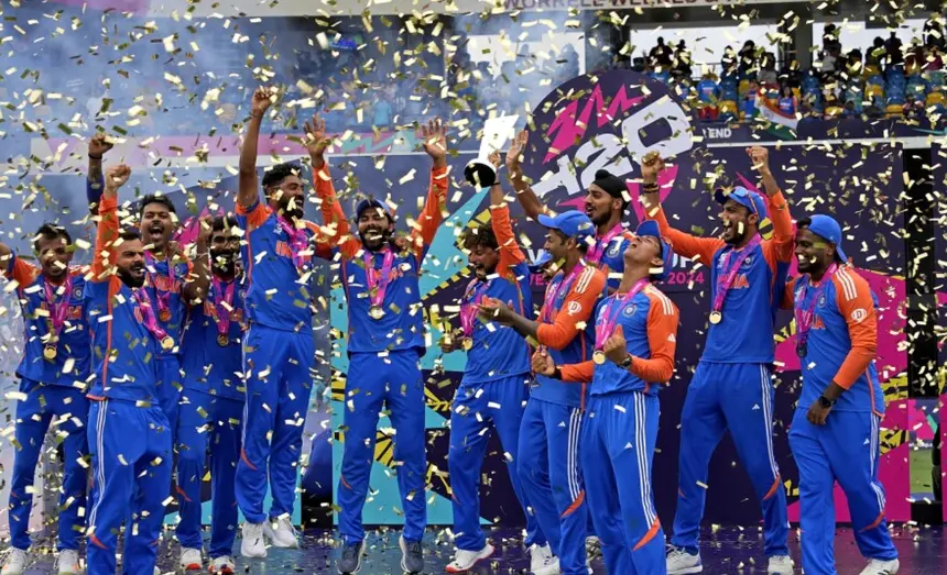 Team India 61 runs victory: Team India players celebrating 61 runs victory in international cricket match