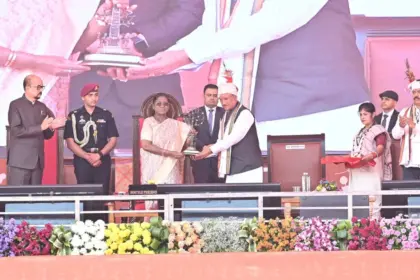 President Droupadi Murmu addressing gathering at Bastar Pandum in Jagdalpur celebrating tribal culture and heritage