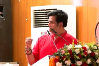 Bhojpuri Cinema Journey: Ravi Kishan speaking about Bhojpuri Cinema Journey during a public event