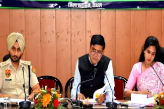 Wheat Procurement System: Dr Saket Kumar inspecting wheat procurement arrangements at Kaithal mandi during Rabi season preparations