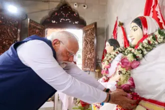 PM Modi Bengal visit Phase 2 elections: PM Narendra Modi offering prayers at Matua Thakur Temple in Thakurnagar West Bengal