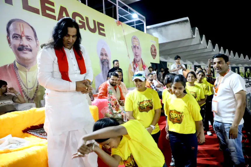 Devkinandan Thakur Ji: Devkinandan Thakur at Sanatan Premier League 2026 event in Indore