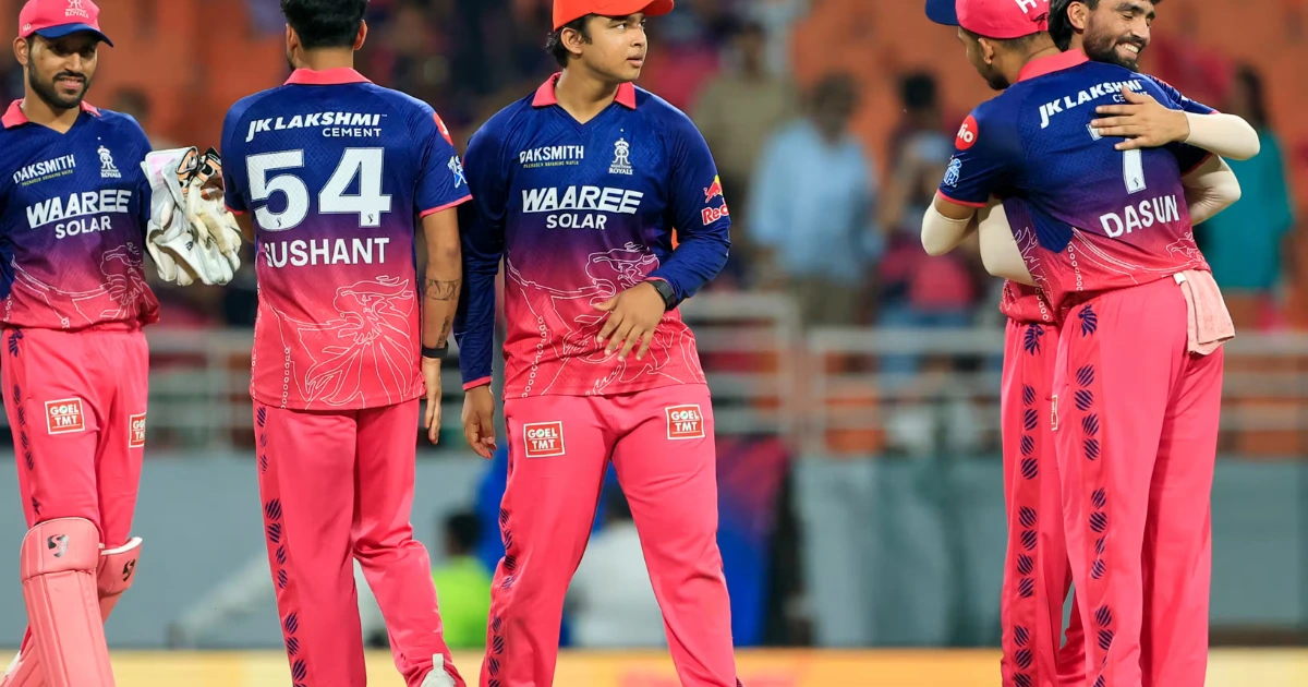 IPL 2026 Eliminator: Rajasthan Royals players celebrating victory in IPL 2026 Eliminator