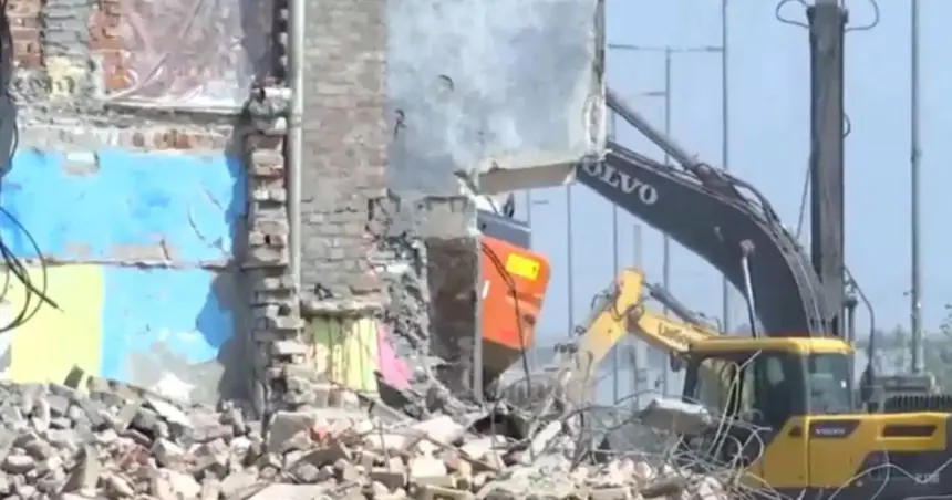 Shalimar Bagh Demolition Drive: Bulldozer action underway during Shalimar Bagh Demolition Drive in Delhi.