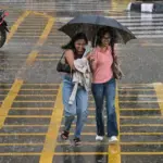 Delhi Rain Alert: Dark monsoon clouds with heavy rainfall over Delhi, Uttar Pradesh and Bihar as IMD issues Rain Alert.