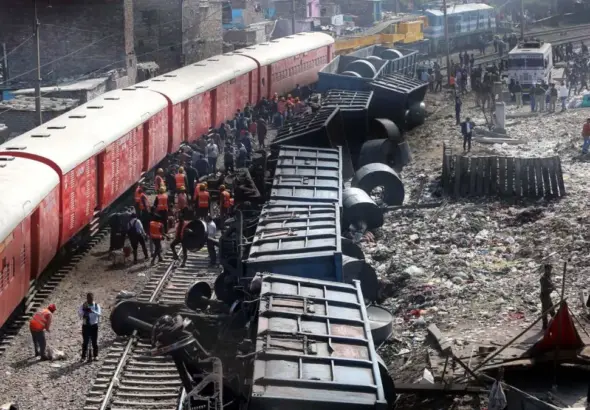 Assam Train Accident: Rescue operation at Naranarayan Bridge in Jogighopa where a freight train hit railway maintenance workers.