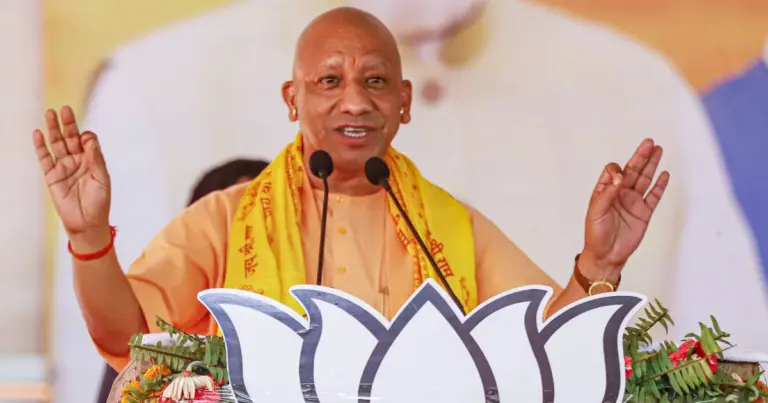 CM Yogi Emergency Attack: CM Yogi Adityanath addressing a public gathering in Sant Kabir Nagar while speaking on Emergency and development projects.