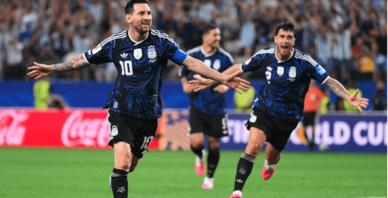PHOTO: HINDU FIFA World Cup 2026 Argentina vs Jordan: Lionel Messi celebrates after scoring from a free kick for Argentina against Jordan in the FIFA World Cup 2026 Group J match at Arlington Stadium.