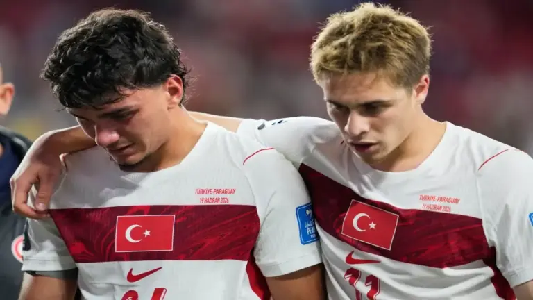 FIFA World Cup 2026: FIFA World Cup 2026 match between Paraguay and Turkey with Paraguay players celebrating a 1-0 victory