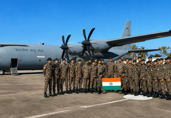 India Seychelles Independence Day Indian Army marching contingent rehearses ahead of Seychelles' 50th Independence Day celebrations with Prime Minister Narendra Modi attending as Guest of Honour. PHOTO: HINDU