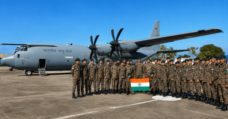 India Seychelles Independence Day Indian Army marching contingent rehearses ahead of Seychelles' 50th Independence Day celebrations with Prime Minister Narendra Modi attending as Guest of Honour. PHOTO: HINDU
