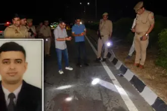 NIA DSP Ishan Mehra Accident: Damaged bike at Moradabad accident site in tragic road crash