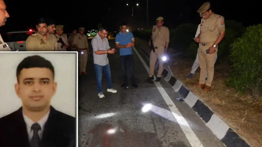 NIA DSP Ishan Mehra Accident: Damaged bike at Moradabad accident site in tragic road crash