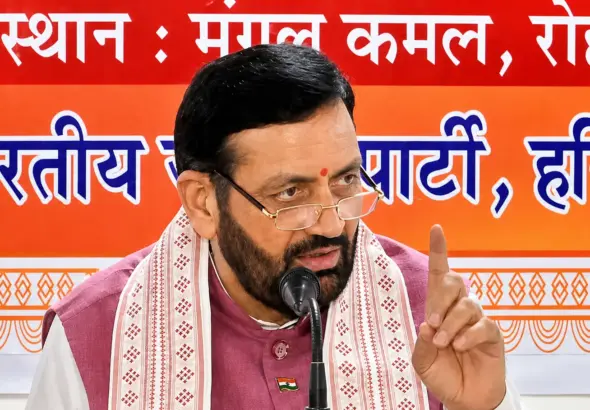 Nari Shakti Vandan Adhiniyam: Haryana Chief Minister Nayab Singh Saini addressing a press conference in Rohtak on the Nari Shakti Vandan Adhiniyam and women's reservation issue