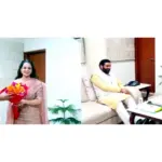 Nayab Saini Kangana Ranaut: हरियाणा भवन में मुख्यमंत्री नायब सिंह सैनी और सांसद कंगना रनौत शिष्टाचार भेंट के दौरान चर्चा करते हुए।