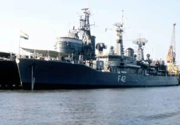 Operation Flowers Are Blooming: Indian Navy warship and Seychelles leadership symbolizing Operation Flowers Are Blooming during the 1986 coup prevention mission.
