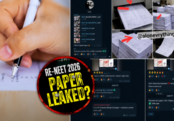 Re-NEET Paper Leak viral Telegram channels selling fake NEET UG 2026 question papers before re-exam