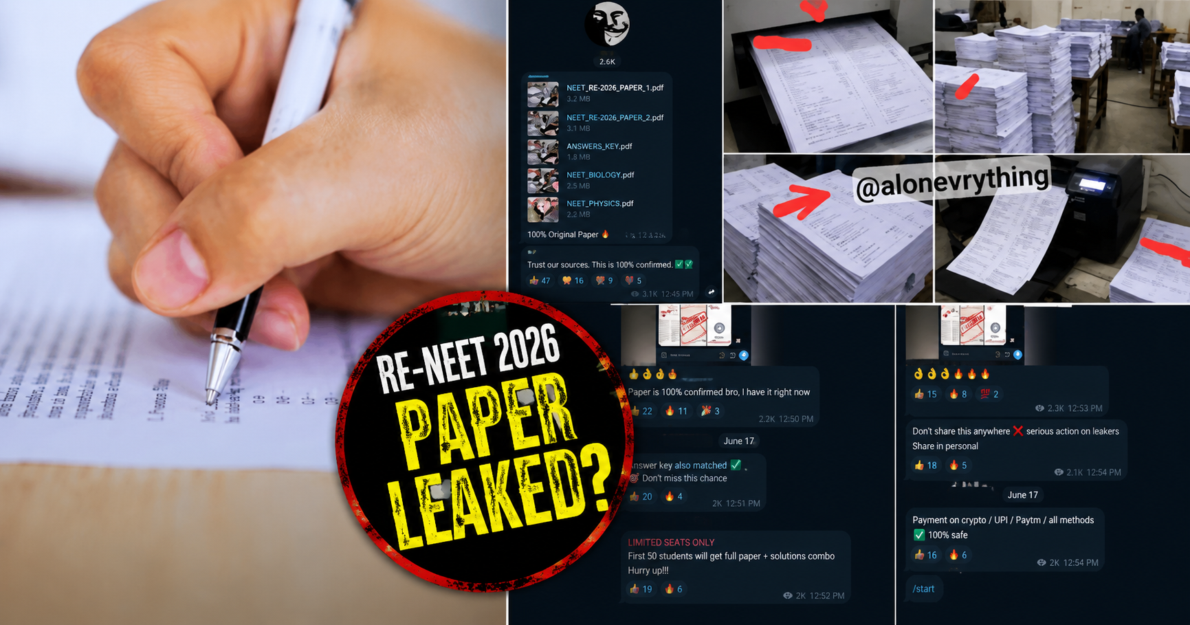 Re-NEET Paper Leak viral Telegram channels selling fake NEET UG 2026 question papers before re-exam