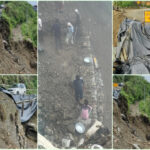 Mussoorie Dehradun Highway after a major landslide triggered by continuous rainfall in Uttarakhand, causing a massive traffic jam.