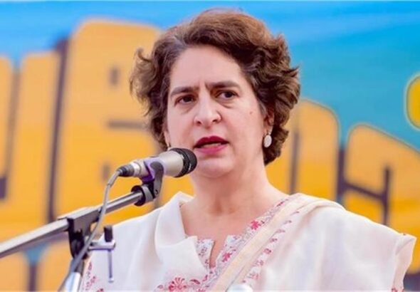 Anti Paper Leak Bill: Congress MP Priyanka Gandhi speaking in the Lok Sabha during the debate.