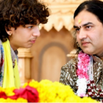 Devansh Thakur Bhagavad Gita on stage while Devkinandan Thakur watches during a religious event in Somnath| D_N THAKUR ‘X’