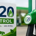 High Ethanol Petrol Policy: Fuel dispensing station displaying ethanol blended petrol options as India reviews its High Ethanol Petrol Policy and future E22 to E30 fuel implementation plans.