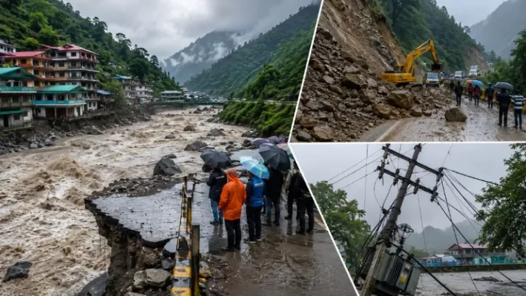 Himachal Landslide rescue operation after a taxi was buried under debris in Lahaul-Spiti, claiming 13 lives.