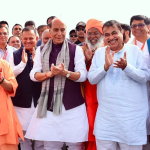 Lucknow Kanpur Expressway: Yogi Adityanath, Rajnath Singh and Nitin Gadkari inaugurating Lucknow Kanpur Expressway and national highway projects in Uttar Pradesh.