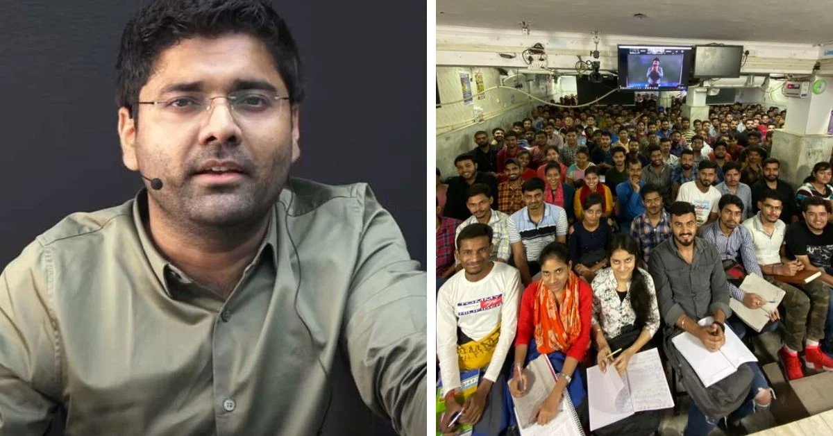 Maths teacher Abhinay Sir addressing students on Paper Leak and NTA reforms during Rahul Gandhi's Chhatron Ki Goonj programme in Dehradun.