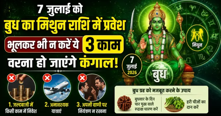 Mercury Transit in Gemini on July 7 with zodiac symbols, green theme, astrology chart and financial caution concept.