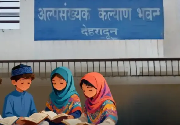 Minority Education Authority: Students studying inside a madrasa classroom in Uttarakhand after the implementation of the Minority Education Authority and new education regulations.