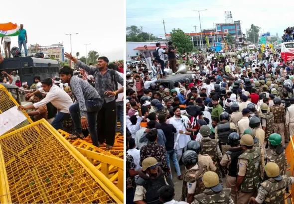Moong Procurement: Farmers staging a peaceful protest in Bhopal demanding 100% Mung Procurement and better MSP support during the MP farmers' movement.