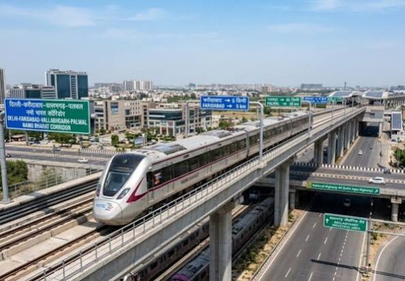 Namo Bharat Corridor RRTS train connecting Faridabad and Gurugram with 18 proposed stations across the NCR region.